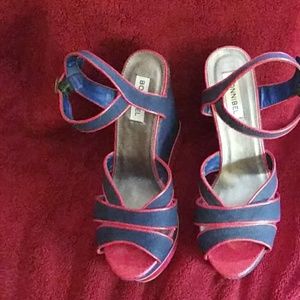 bonnibel wedge sandal blue and red